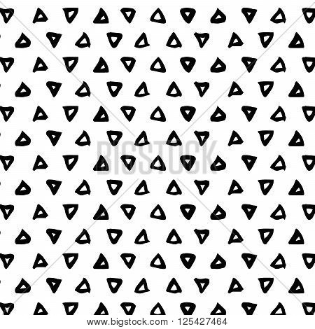 Triangle brush stroke seamless pattern with monochrome herringbone. Abstract background made by brush strokes. Triangle brush stroke hand draw. Vector illustration.