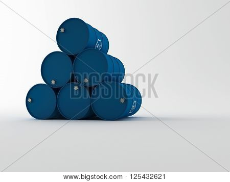 3D Oil Barrels Stacked Up And Ready For Shippment