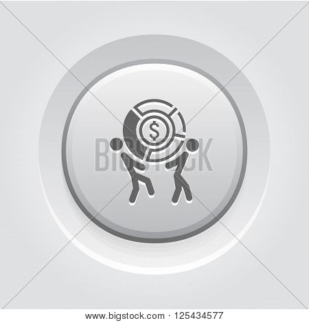 Market Share Icon. Business Concept. Grey Button Design
