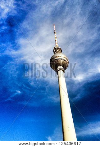 BERLIN, GERMANY- MAY 15: Tv tower or Fersehturm in Berlin on MAY 15, 2013. BERLIN, Germany.