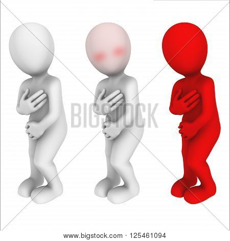 3d nude woman (or man) hesitates. 3d illustration