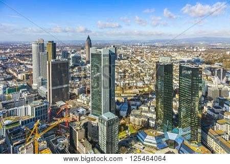 panorama of the financial district in Frankfurt Germany