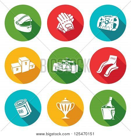 Isolated Flat Icons collection on a color background for design