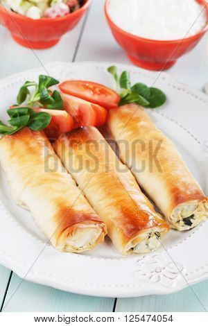 Pita zeljanica, balkans phyllo pastry filled with spinach and cheese