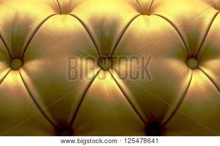 Leather upholstery of a magnificent sofa, gold