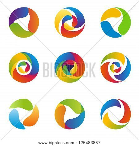 Set of Abstract Circle Icon. Corporate Media Technology styles vector design template.