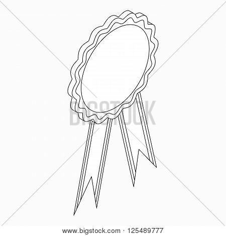 Rosette with ribbon icon in isometric 3d style on a white background