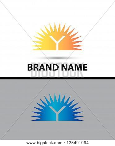 Abstract sunrise icon based on the letter Y logo