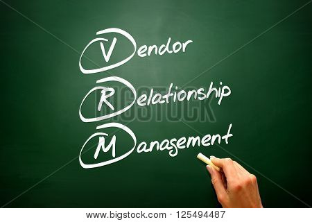 Conceptual VRM acronym Vendor relationship management, presentation background