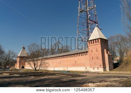 Kremlin wall in Smolensk Russia remains of the city moat-2.