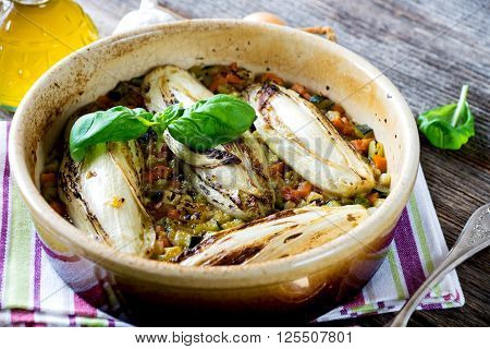 Oven Roasted Witlof With Vegetables