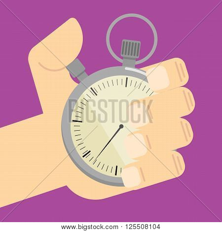 Stopwatch in hand icon vector isolated. Colorful vector illustration.