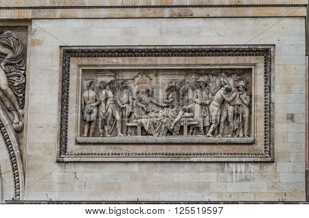 Paris France 20 April 2014 The Arc de Triomphe is one of the most famous monuments in Paris