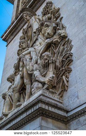 Paris France 20 April 2014 The Arc de Triomphe is one of the most famous monuments in Paris