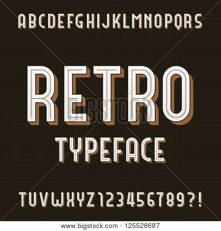 Retro Alphabet Vector Font. Type letters and numbers. Stock vector typeface for your design.