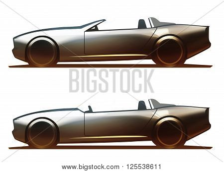 Car body spider and barchetta isolated on white background