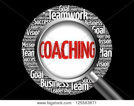 Coaching Word Cloud With Magnifying Glass