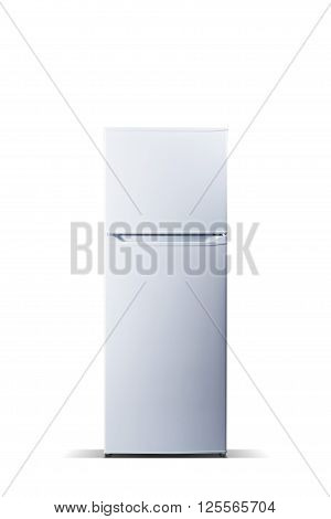 White refrigerator isolated on white, fridge freezer