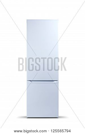 White refrigerator isolated on white, fridge freezer