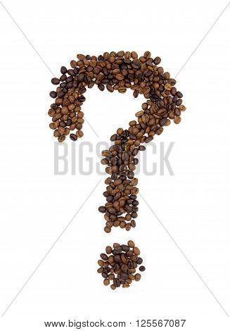 coffee bean rranging in question concept on white