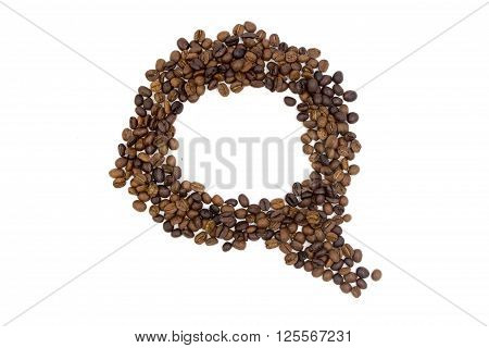 coffee bean rranging in talk concept on white
