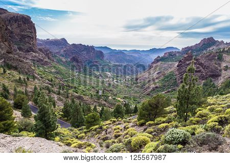 View Of The Landscape And Village In The Mountains Of Inagua - Gran Canaria Canary Islands Spain