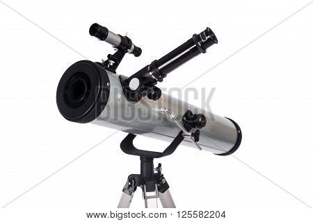 Modern telescope isolated on a white background. Telescope on tripod