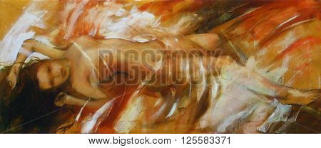 lovely woman handmade oil painting on canvas