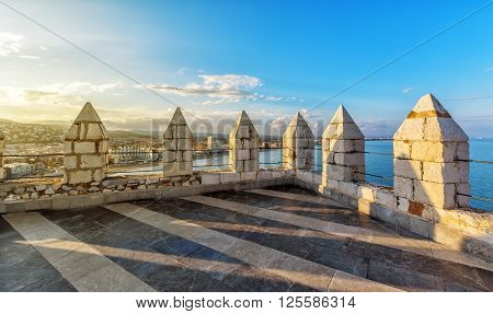 Detail Of Pope Luna's  Castle In Peniscola, Valencia, Spain.