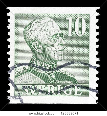 SWEDEN - CIRCA 1948 : Cancelled postage stamp printed by Sweden, that shows king Gustaf.