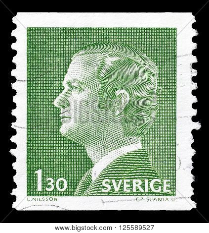 SWEDEN - CIRCA 1976 : Cancelled postage stamp printed by Sweden, that shows king Carl Gustaf.