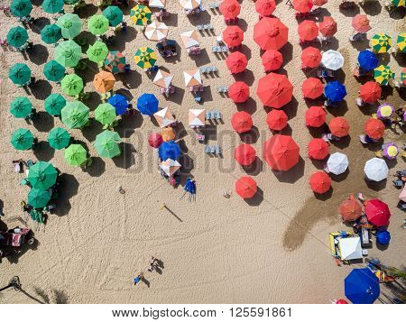 Top View of Umbrellas, Boa Viagem Beach, Recife, Brazil