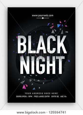 Black Night, Musical Party Template, Dance Party Flyer, Night Party Banner or Club Invitation