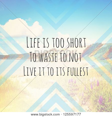 Inspirational Typographic Quote - Life is too short to waste to not live it to its fullest