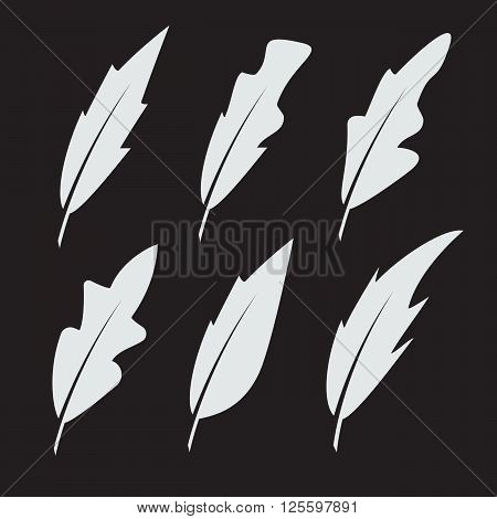 Feather black vector icons set eps 10