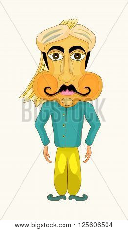 Indian man stylized bright colorful. vector illustration