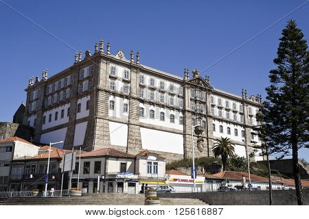 VILA DO CONDE, PORTUGAL - September 20, 2015: The Monastery of Santa Clara seen from the Republic Square on September 20, 2015 in Vila do Conde, Portugal