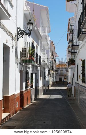 TORROX, SPAIN - JULY 1, 2008 - Townhouses along a village street Torrox Malaga Province Andalucia Spain Western Europe, July 1, 2008.