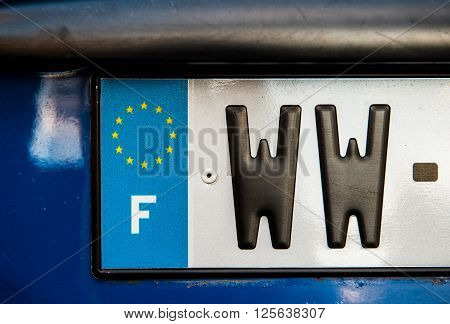 French car plate registration numbers beginning with WW