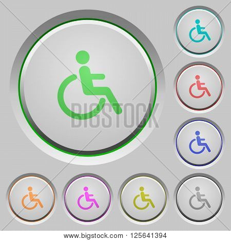 Set of color disability sunk push buttons.