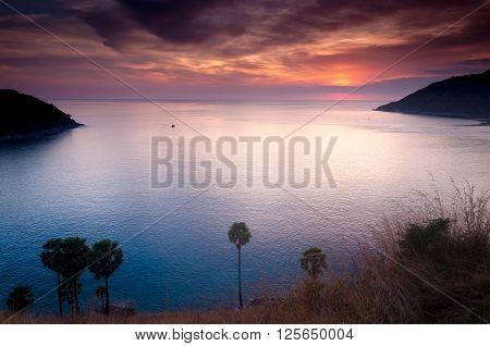 Sunset at the wind turbine viewpoint in Phuket Thailand