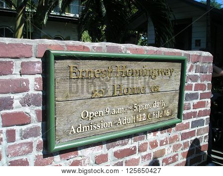 KEY WEST USA -  January 15 2009: house of Ernest Hemmingway in Key West USA. Ernest Hemingway lived and wrote here from 1931 to 1939
