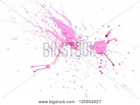 Vector watercolor background. Hand drawn stain in pink color. Watercolor wash for cute design.