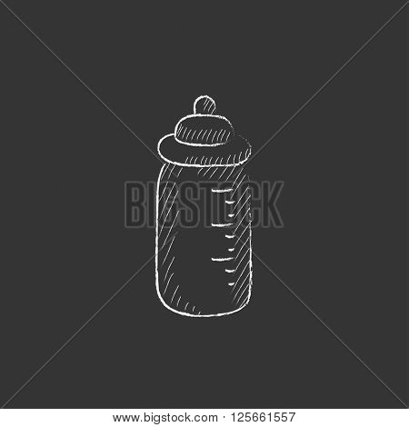 Feeding bottle. Drawn in chalk icon.