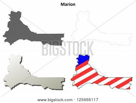 Marion County, Oregon blank outline map set