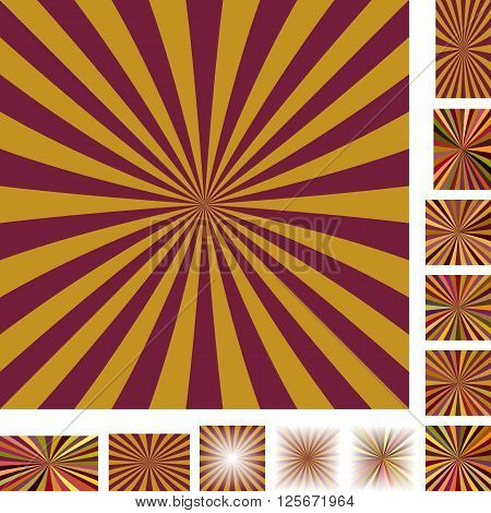 Brown vector ray burst design background set. Different color, gradient, screen, paper size versions.