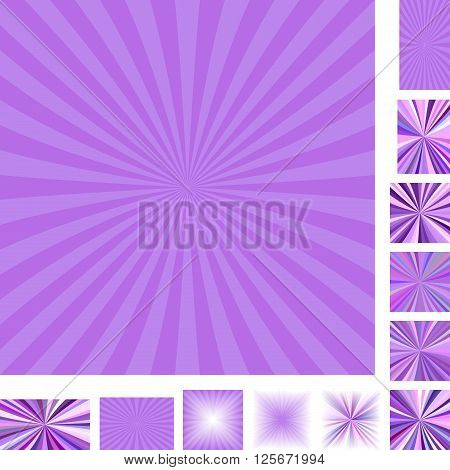 Purple vector ray burst design background set. Different color, gradient, screen, paper size versions.