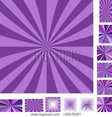 Purple vector ray burst design background set. Different color, gradient, screen, paper size versions.