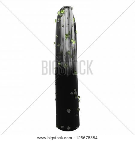 Empty glass vase isolated on white background with lime crystals. 3D Illustration