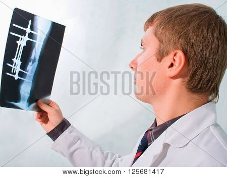 Veterinary Surgeon Examining X Ray In Surgery